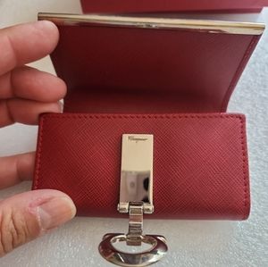 Salvatore Ferragamo Gancio Red Leather Key Case